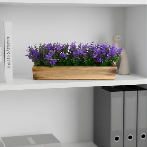 fancymart Artificial Plant Leaves in a Stylish Wooden Planter, Perfect Home Décor Item, Height 14 cm x Width 30 cm - Image 2