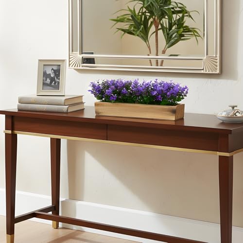fancymart Artificial Plant Leaves in a Stylish Wooden Planter, Perfect Home Décor Item, Height 14 cm x Width 30 cm - Image 4