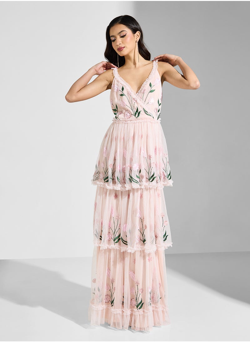 Namshi x Floral Embroidered Dress  - Image 1