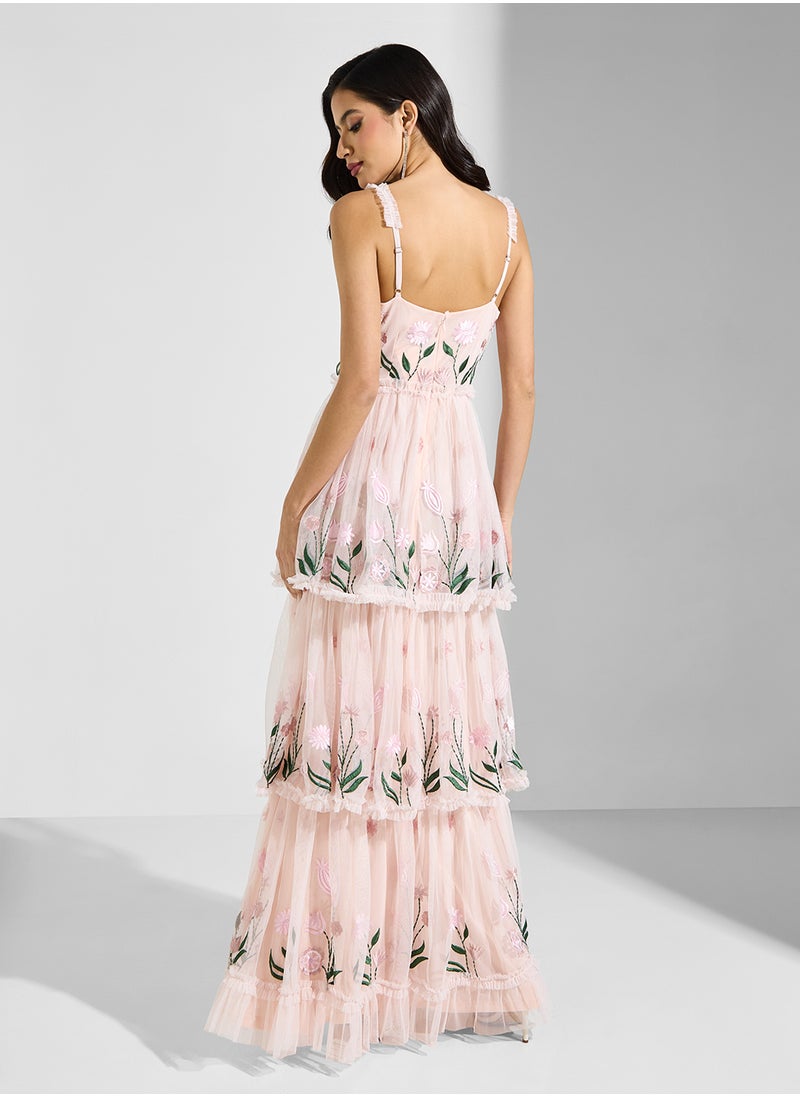 Namshi x Floral Embroidered Dress  - Image 2