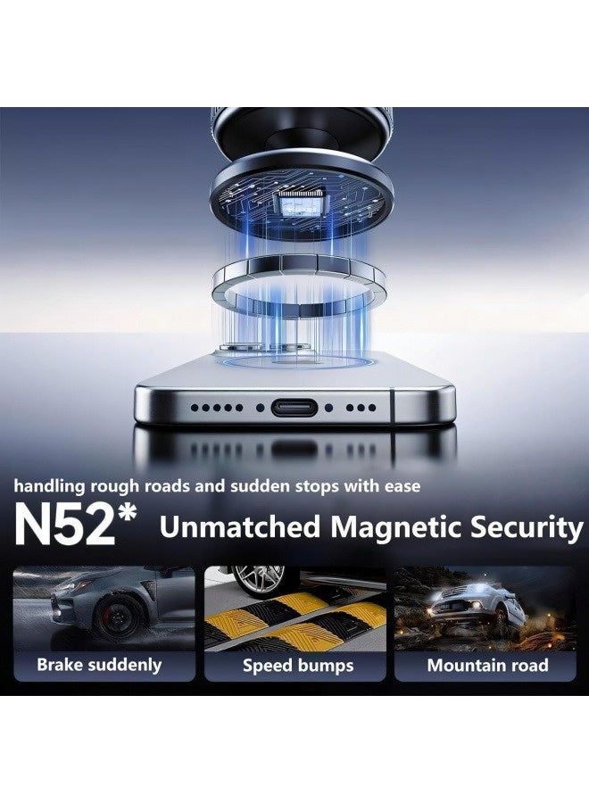 مسكت جوال مغناطيسي للسيارة - شفط قوي على الطبلون - دوران كامل - تثبيت آمن لآيفون ١٧/١٦/١٥، جالكسي، شاومي - عملي وسهل التركيب (أبيض) - Image 2