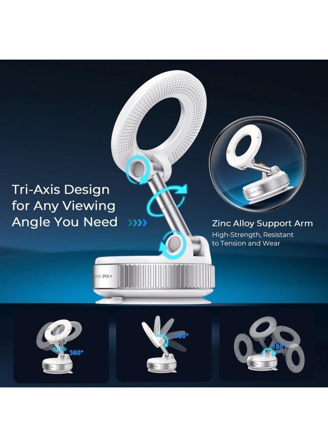 مسكت جوال مغناطيسي للسيارة - شفط قوي على الطبلون - دوران كامل - تثبيت آمن لآيفون ١٧/١٦/١٥، جالكسي، شاومي - عملي وسهل التركيب (أبيض) - Image 3