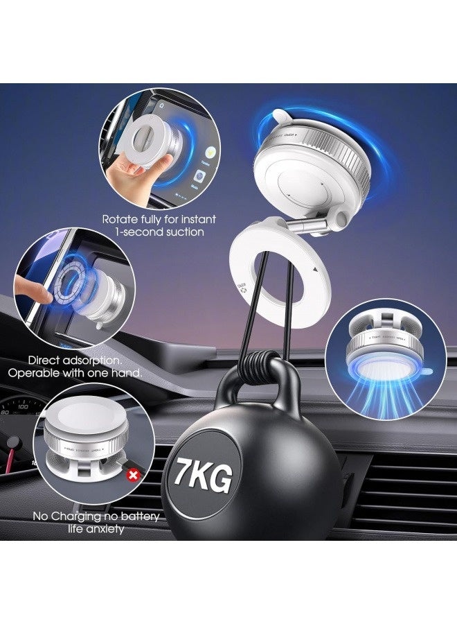 مسكت جوال مغناطيسي للسيارة - شفط قوي على الطبلون - دوران كامل - تثبيت آمن لآيفون ١٧/١٦/١٥، جالكسي، شاومي - عملي وسهل التركيب (أبيض) - Image 4