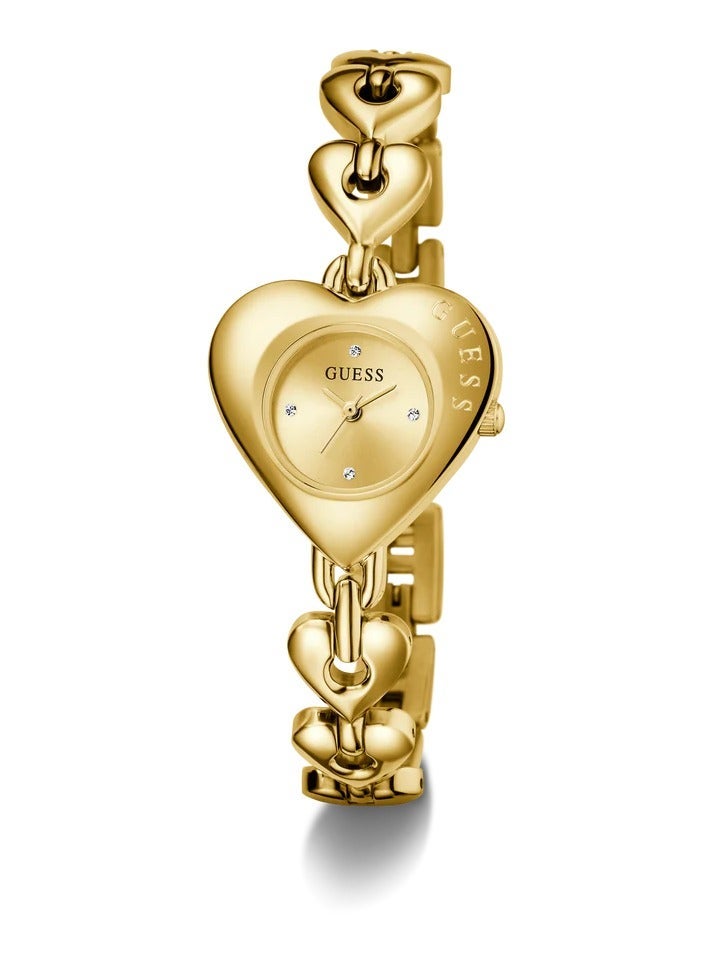 GUESS Ladies Valerie Gold Tone Analog Watch – Heart Shape Case, Quartz Movement, Stainless Steel Bracelet – GW0992L2 - Image 4