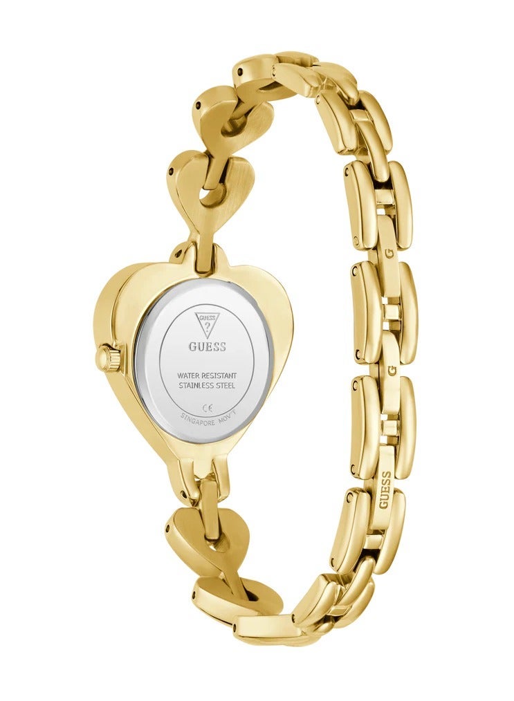 GUESS Ladies Valerie Gold Tone Analog Watch – Heart Shape Case, Quartz Movement, Stainless Steel Bracelet – GW0992L2 - Image 3