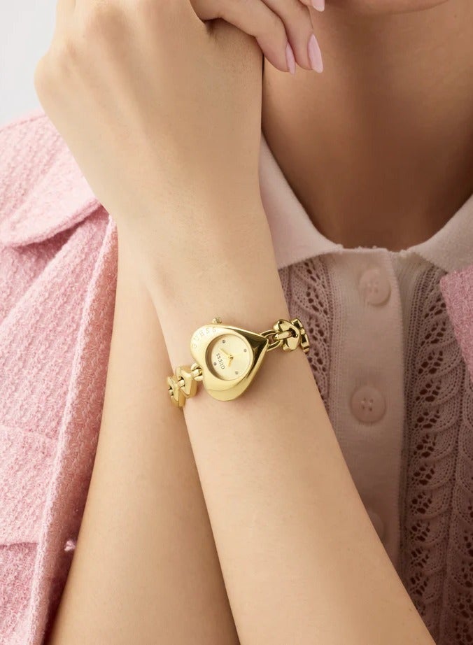 GUESS Ladies Valerie Gold Tone Analog Watch – Heart Shape Case, Quartz Movement, Stainless Steel Bracelet – GW0992L2 - Image 5