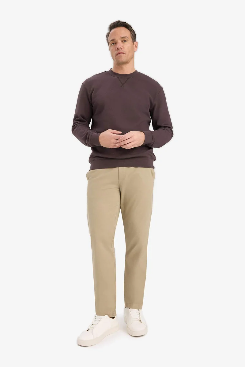 ديفاكتو Cotton Regular Fit Crew Neck Sweatshirt