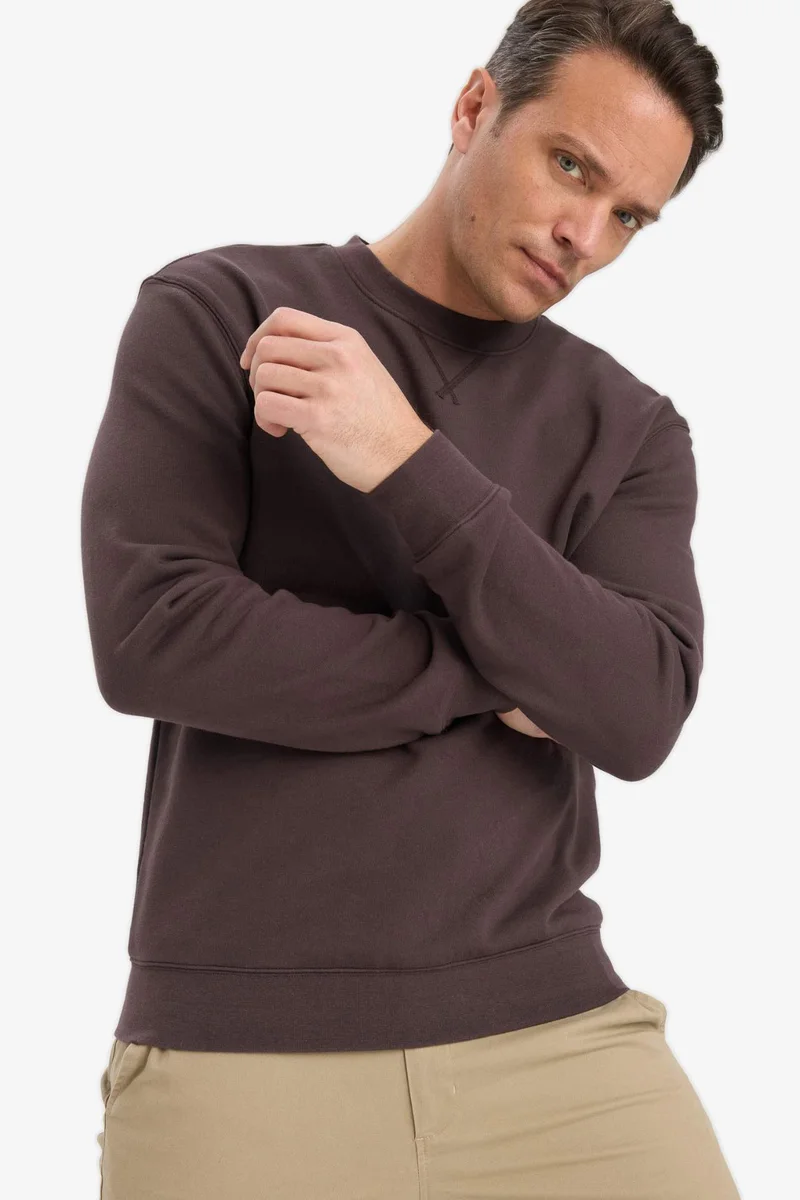 ديفاكتو Cotton Regular Fit Crew Neck Sweatshirt