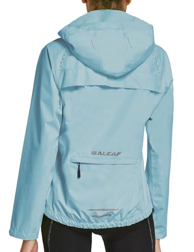 baleaf Women's Rain Jackets Waterproof Windbreaker Running Windproof Lightweight Cycling Jacket Reflective Packable Hooded Light Blue XL - Image 1