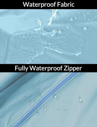 baleaf Women's Rain Jackets Waterproof Windbreaker Running Windproof Lightweight Cycling Jacket Reflective Packable Hooded Light Blue XL - Image 4