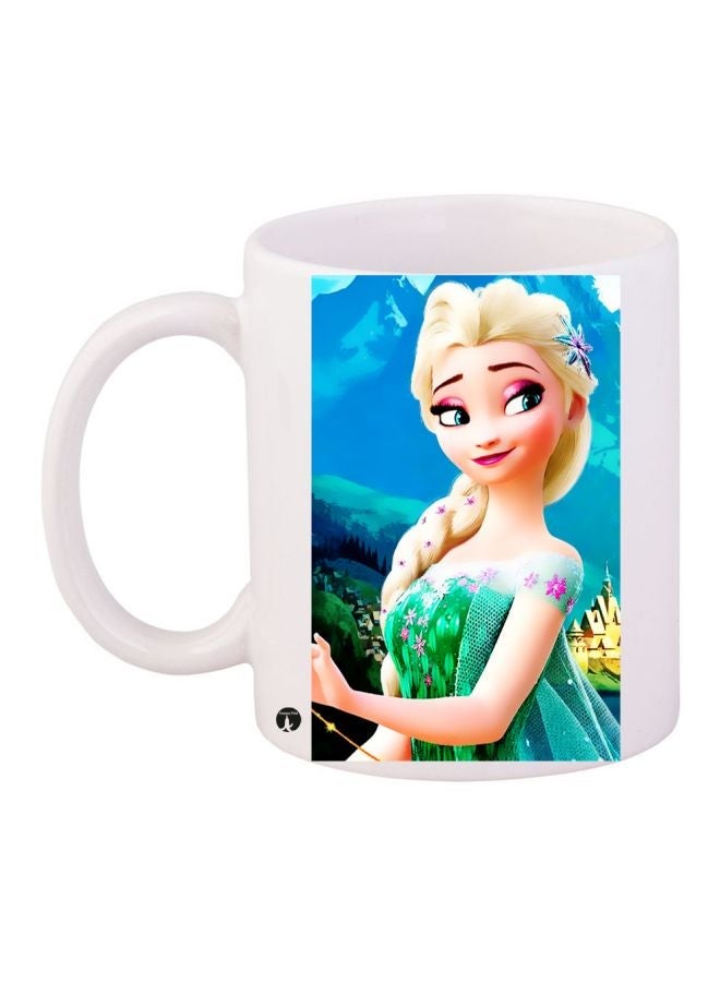 RYN Princess Printed Ceramic Coffee Mug White/Green/Blue 11ounce