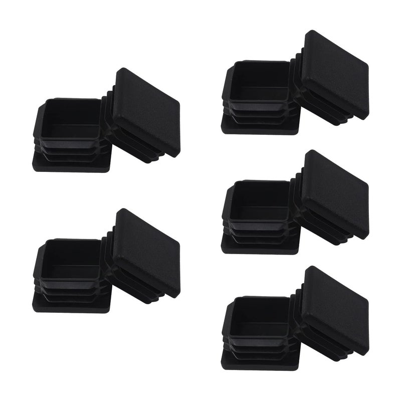 FiveEyes 1.25" 1 1/4 Square Tubing Plastic Plug 10 Pack, 1 1/4" 1.25 Inch Square Tube End Cap 1.25x1.25 Fence Post Pipe Cover Tubing Insert Chair Glide Finishing Plug