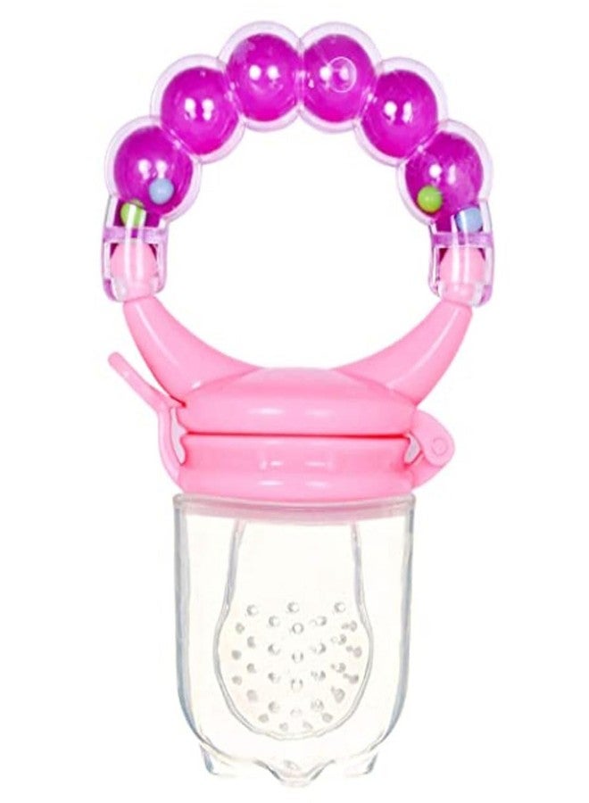 AEREX BPA Free Silicone Food Nibbler with Extra 2 Different Size Mesh Nipple for Fruit and Veggies with Rattle Handle for Baby (Purple) - Image 2