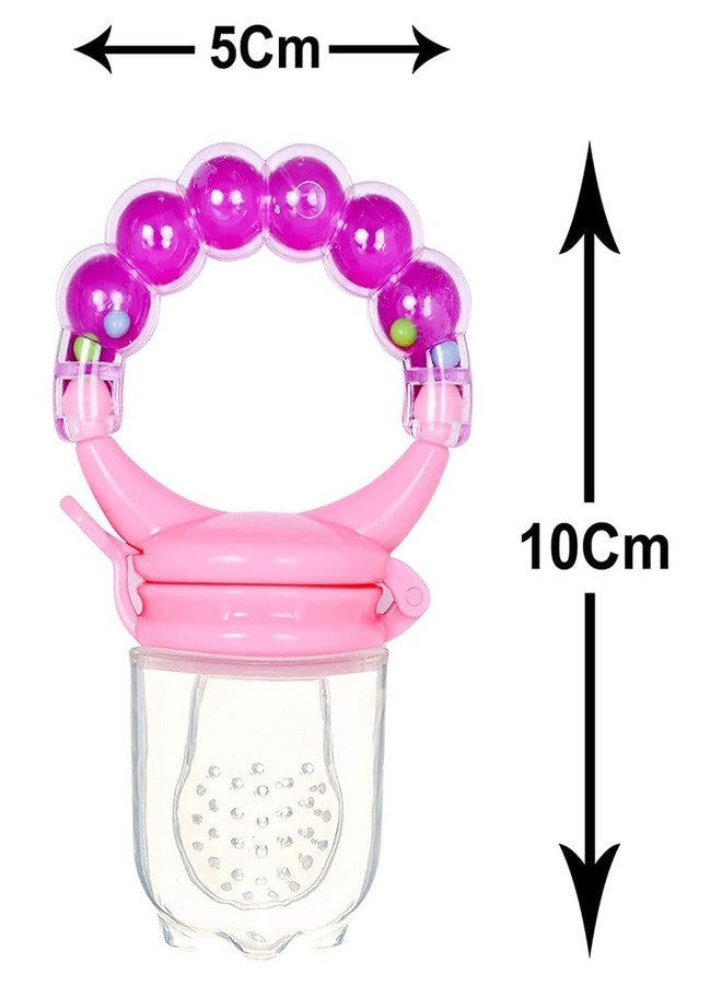 AEREX BPA Free Silicone Food Nibbler with Extra 2 Different Size Mesh Nipple for Fruit and Veggies with Rattle Handle for Baby (Purple) - Image 3