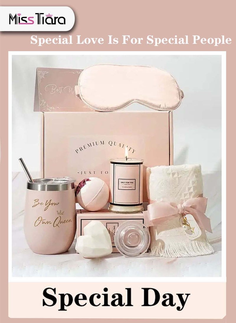 مس تيارا هدايا عيد ميلاد للنساء، مجموعة سلة هدايا سبا مريحة، أفكار هدايا فريدة للنساء، هدايا للأم والأخت وأفضل صديق للزوجة، هدايا للنساء للزملاء والمعلمين والممرضات - Image 1