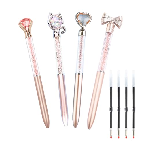 AIYAYI Ballpoint Pens Set Metal Crystal Diamond Glitter Pens for Journaling Blue Ink Pretty Cute Things Fancy Stationery Gifts for Women Girls Birthday Home Office Champagne Gold - Image 1