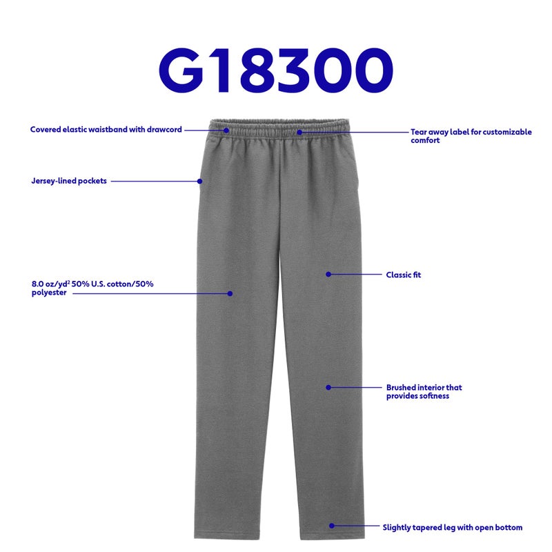 Gildan Adult Fleece Open Bottom Sweatpants with Pockets, Style G18300, Dark Heather, Large - Image 5