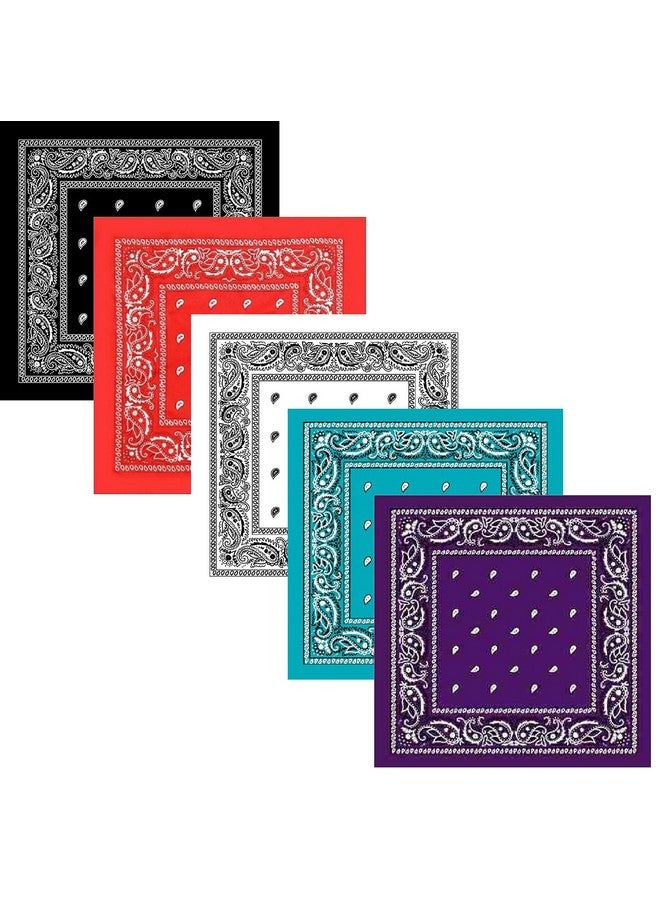 BISMAADH BISMAADH Cotton Paisley Printed Scarf, Headband,Bandana For Men & Women (Pack of 5) - Image 1