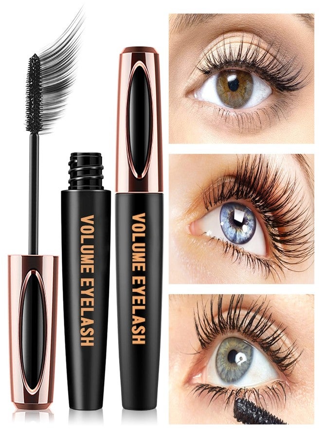 LJYBoBin 3 PCS 4D Silk Fiber Lash Mascara Volume and Length Waterproof Mascara Black,Volumizing Smudge Proof Tubing Telescopic Mascara,Long-Lasting Curling Thickening Fiber Mascara with Eyelash Curler A - Image 2