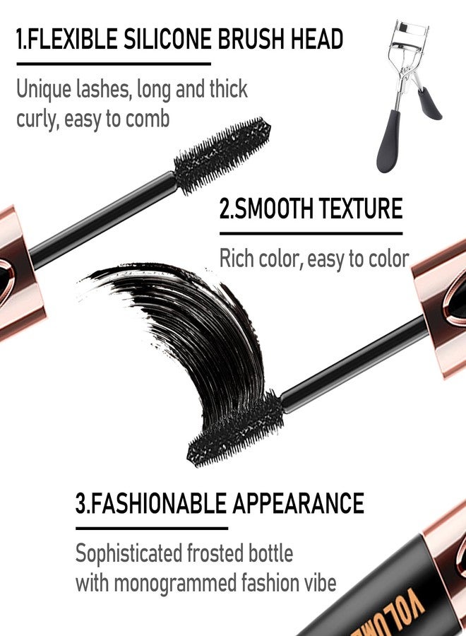 LJYBoBin 3 PCS 4D Silk Fiber Lash Mascara Volume and Length Waterproof Mascara Black,Volumizing Smudge Proof Tubing Telescopic Mascara,Long-Lasting Curling Thickening Fiber Mascara with Eyelash Curler A - Image 5