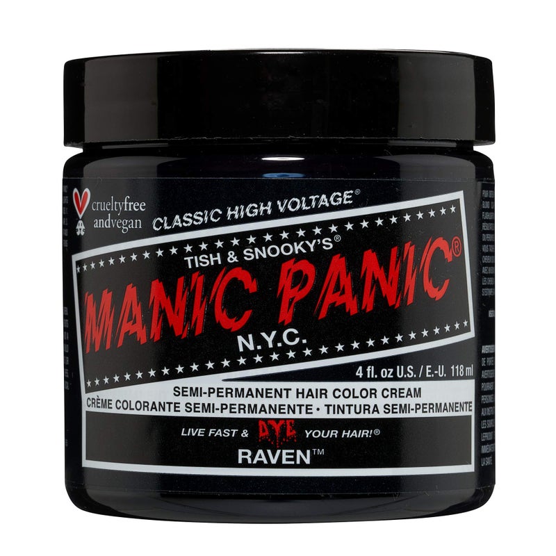 MANIC PANIC Classic Raven Semi Permanent Hair Color - Cool-Toned Black Hair Dye for Women & Men That Lasts 4-6 Weeks - Vegan, Ammonia & Cruelty-Free - Create & Mix Custom Shades (4oz) - Image 1