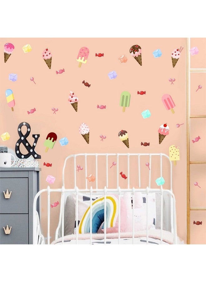 Barri Design Ice Cream Wall Decals - Candy Stickers, Removable Summer Peel and Stick Cone Decor, Cute Kids Room Bedroom Nursery Party Decoration - Image 2