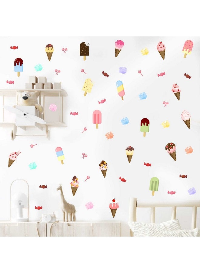 Barri Design Ice Cream Wall Decals - Candy Stickers, Removable Summer Peel and Stick Cone Decor, Cute Kids Room Bedroom Nursery Party Decoration - Image 4