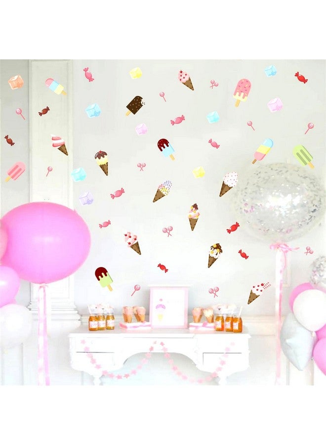 Barri Design Ice Cream Wall Decals - Candy Stickers, Removable Summer Peel and Stick Cone Decor, Cute Kids Room Bedroom Nursery Party Decoration - Image 5