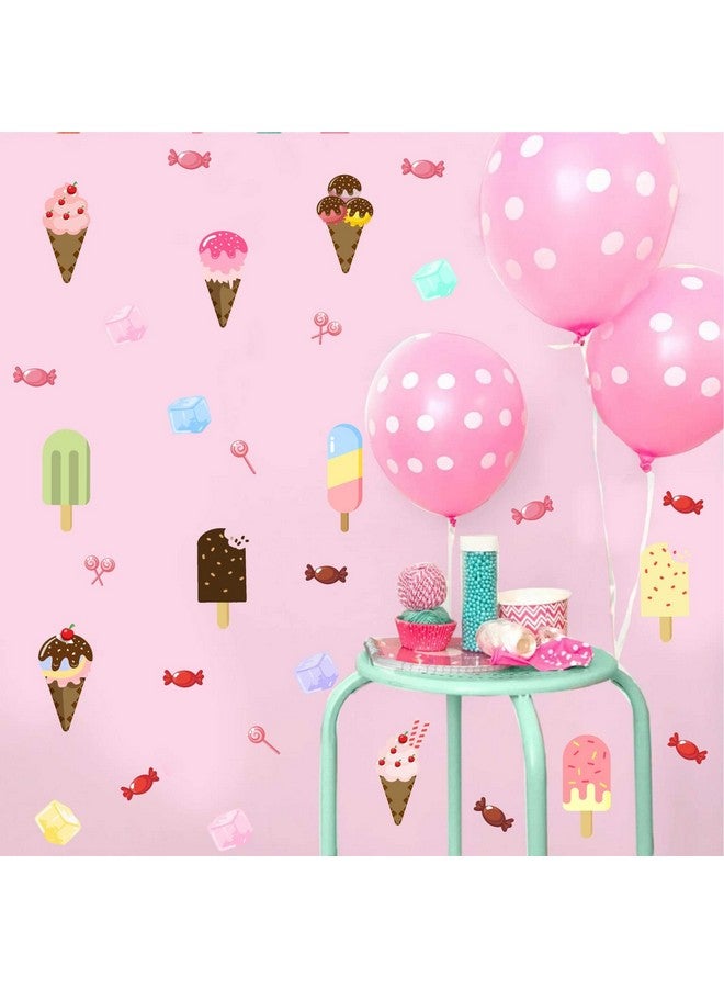 Barri Design Ice Cream Wall Decals - Candy Stickers, Removable Summer Peel and Stick Cone Decor, Cute Kids Room Bedroom Nursery Party Decoration - Image 3