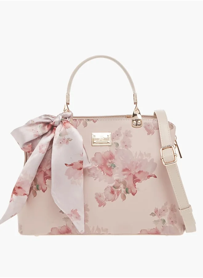 Flora Bella By Shoexpress Womens Floral Print Tote Bag With Zip Closure And Double Handle