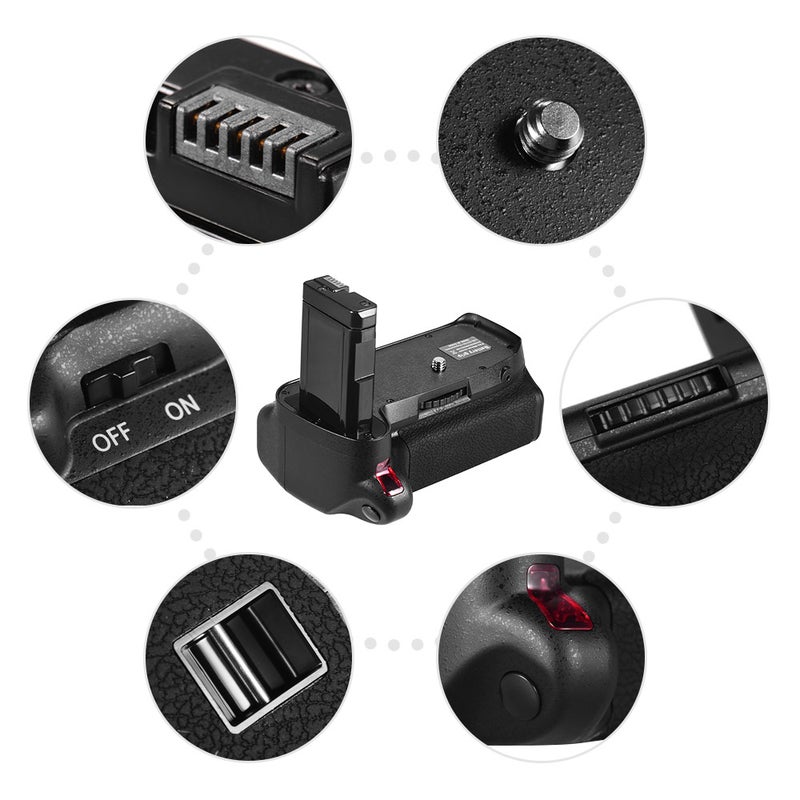 Battery Grip Black: Vertical Grip With Infrared Remote Control, 1/4" Tripod Mount, Vertical Shutter Release - Compatible With Nikon D5300 D3300 D3200 D3100, Powered By 1 Or 2 EN-EL 14 Li-ion Batteries - Image 5