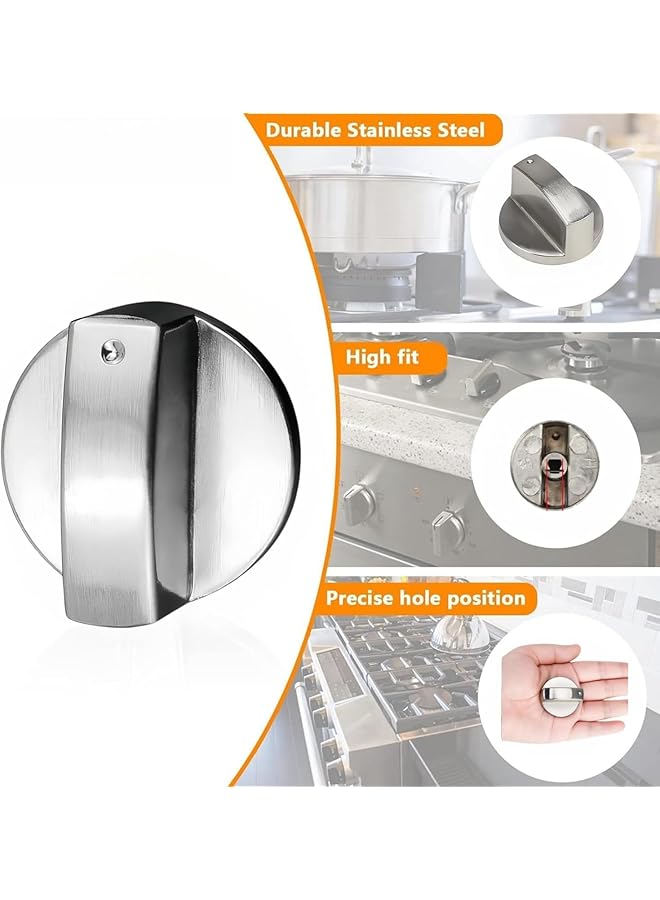 erorex Gas Stove Knob Universal Cooker Replacement Knobs 6 Pcs Stainless Steel Metal Material 6Mm D Shaped Moisture Proof No Deformation Sturdy Practical Tools Suitable For Home And Restaurant Kitchen Etc - Image 3