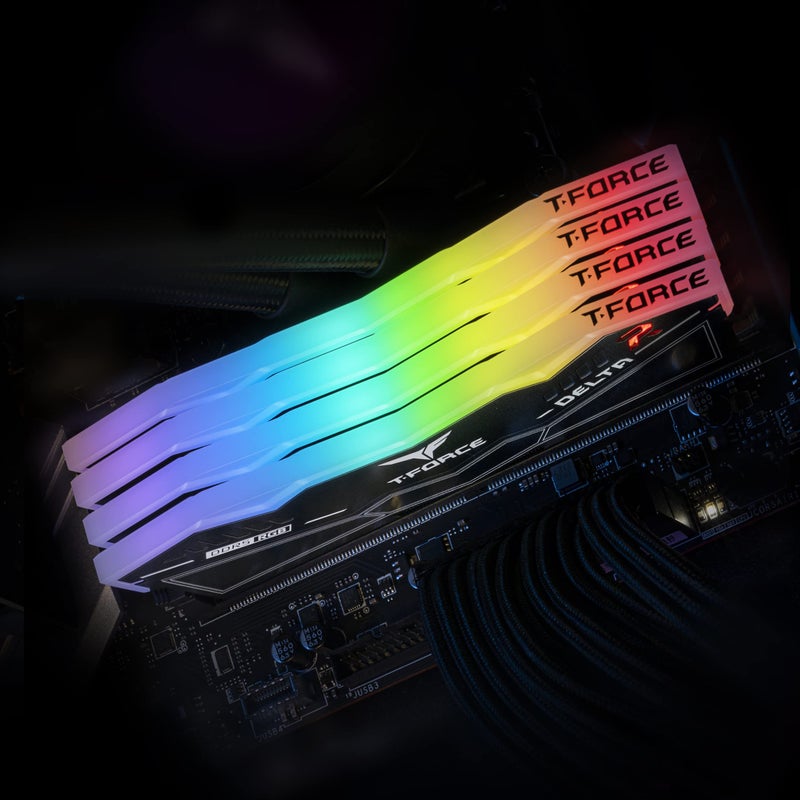 TEAMGROUP T-Force Delta RGB DDR5 32GB مجموعة (2x16GB) 6400MHz (PC5-51200) CL40 وحدة ذاكرة سطح المكتب رام (أسود) لـ Z690 - FF3D532G6400HC40BDC01 - Image 3