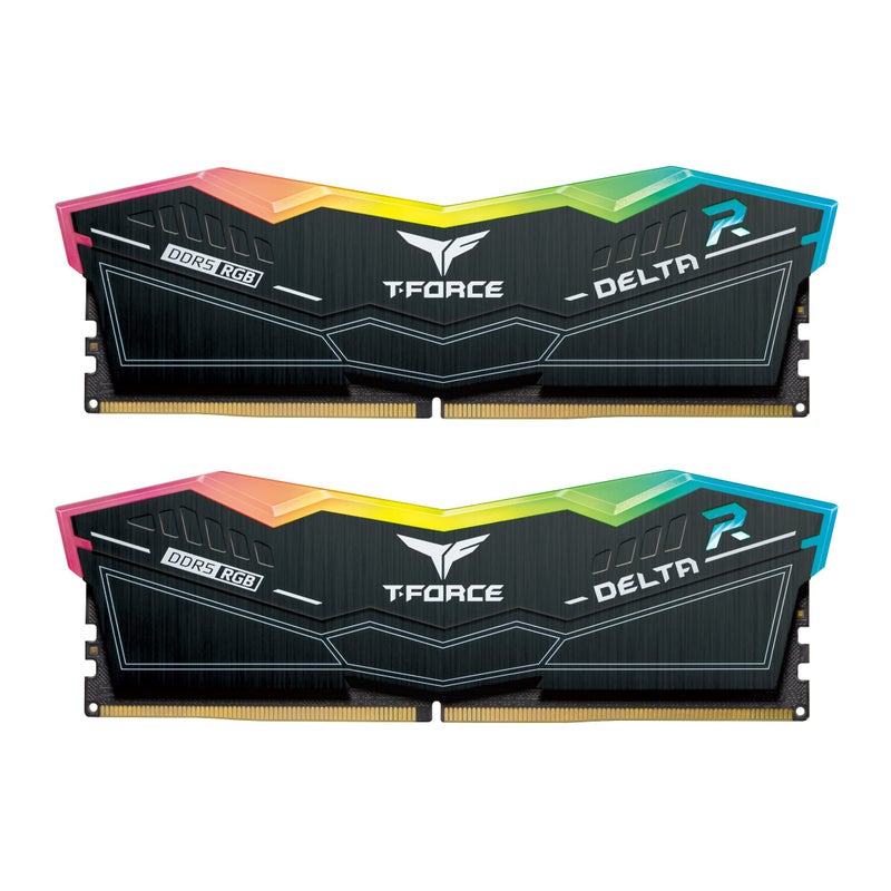 TEAMGROUP T-Force Delta RGB DDR5 32GB مجموعة (2x16GB) 6400MHz (PC5-51200) CL40 وحدة ذاكرة سطح المكتب رام (أسود) لـ Z690 - FF3D532G6400HC40BDC01 - Image 1