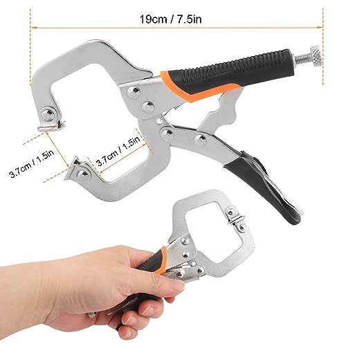 GENHAKON 4 Pack 6 Inch C Clamp Locking Pliers,Locking C Clamp With Non-Slip Rubber Grip, Adjustable Nickel Plated C Pliers for Wood Working, Welding, Electrician Maintenance and More, by GENHAKON - Image 2