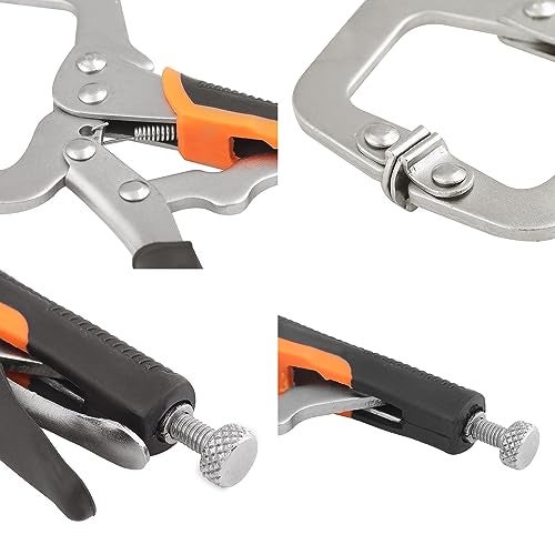 GENHAKON 4 Pack 6 Inch C Clamp Locking Pliers,Locking C Clamp With Non-Slip Rubber Grip, Adjustable Nickel Plated C Pliers for Wood Working, Welding, Electrician Maintenance and More, by GENHAKON - Image 3