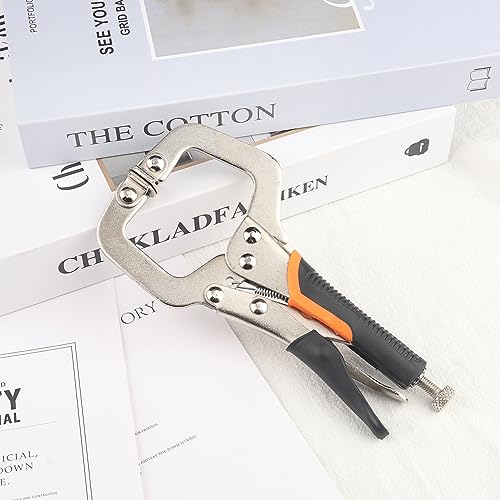 GENHAKON 4 Pack 6 Inch C Clamp Locking Pliers,Locking C Clamp With Non-Slip Rubber Grip, Adjustable Nickel Plated C Pliers for Wood Working, Welding, Electrician Maintenance and More, by GENHAKON - Image 4