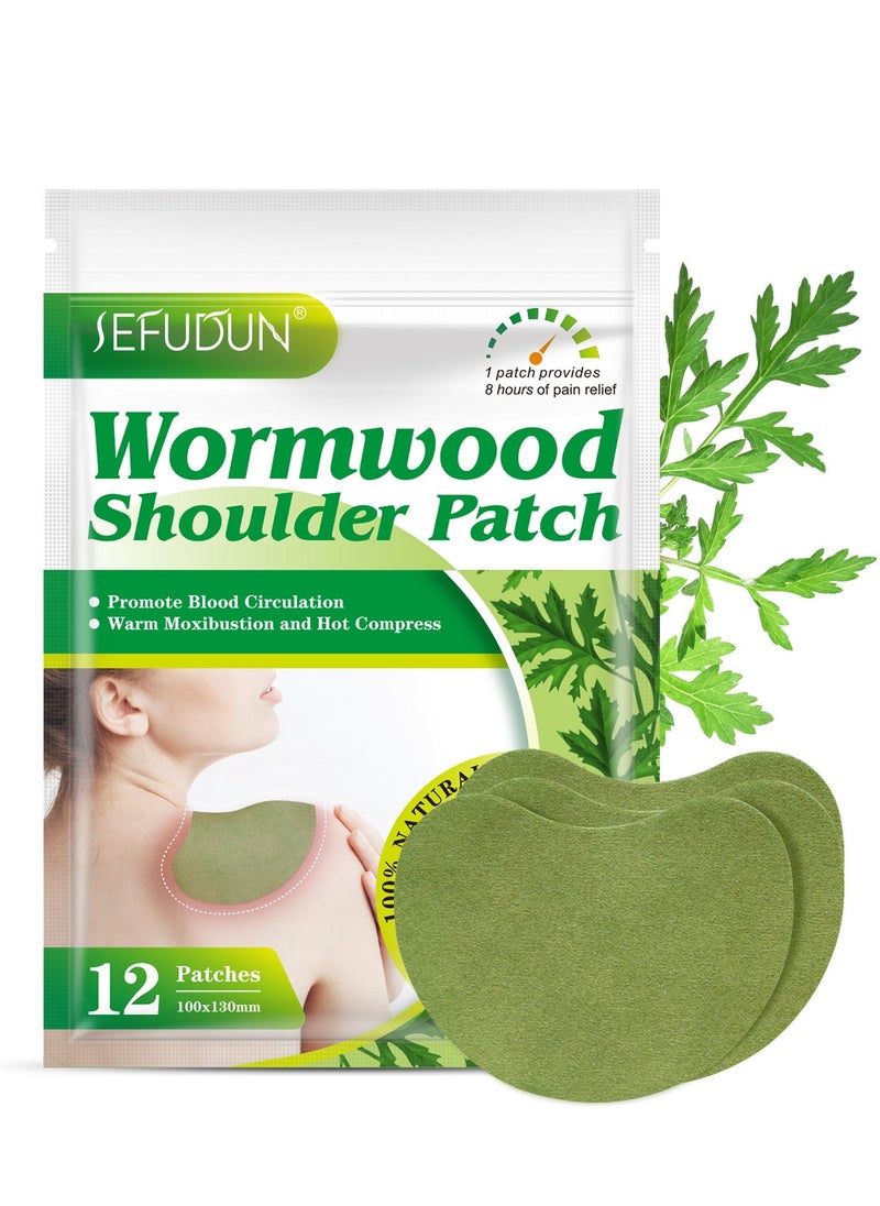 Sefudun Wormwood Shoulder Heat Pad, Shoulder Heat Patches, Pain Relief Patches, 12 Count Warming Herbal Plaster Heat Patches, Deep Heating Extra Strength Joint Patch of Shoulder, Herbal Heating Pad - Image 1