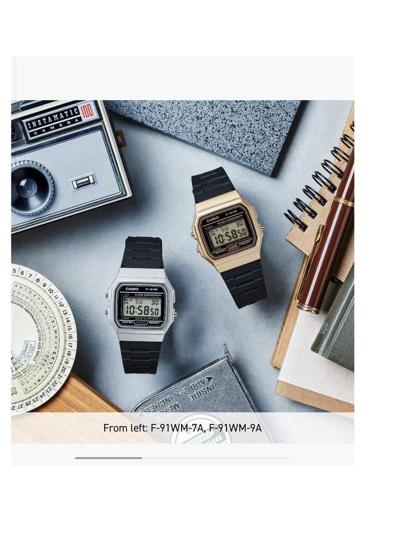 CASIO Men's Youth Series Water Resistant Digital Watch F-91WM-7ADF - 34 mm - Black - Image 2