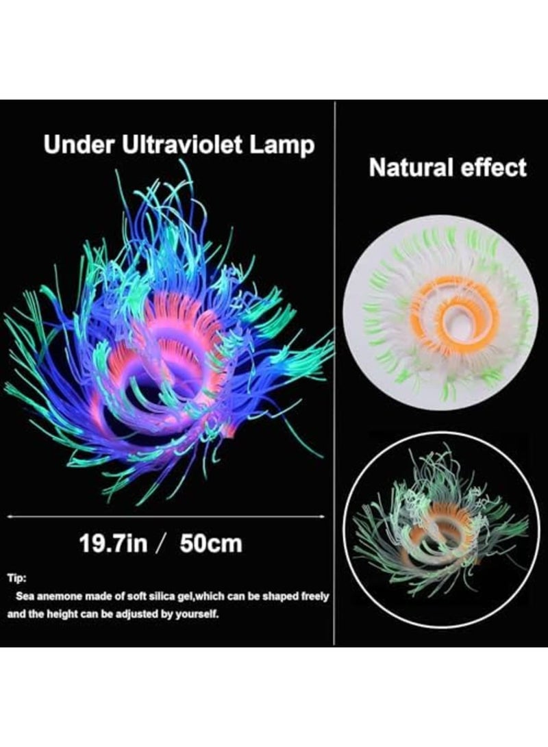 SYOSI 4 Pack Glow in The Dark Aquarium Plants - Silicone Sea Anemone Coral Decor for Fish Tanks, Safe Glowing Ornaments for Tropical Fish, Betta & Glofish Tanks (Multi-Color) - Image 3