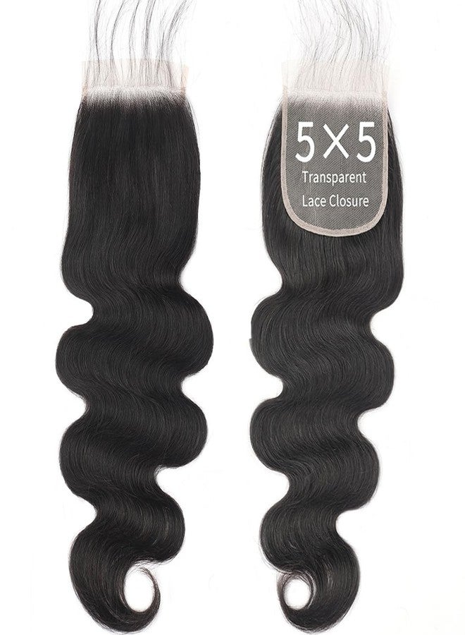AUTTO 5x5 HD Transparent Closure Body Wave Human Hair Lace Closure Skinlike Brazilian 5x5 Closure 20inch Virgin Body Wave 100% Real Human Hair Free Part Closure Pre Plucked Natural Black Glueless - Image 3