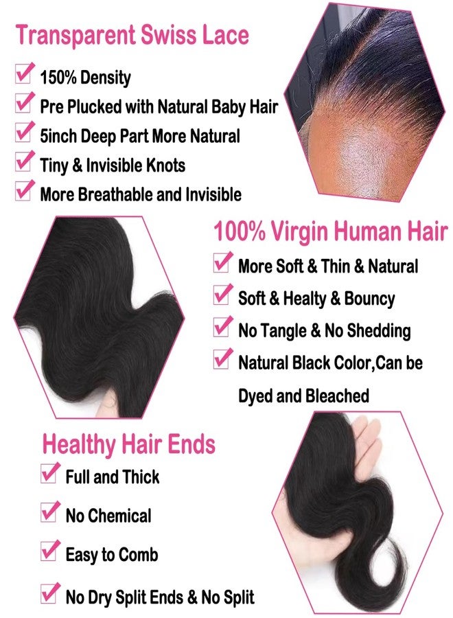 AUTTO 5x5 HD Transparent Closure Body Wave Human Hair Lace Closure Skinlike Brazilian 5x5 Closure 20inch Virgin Body Wave 100% Real Human Hair Free Part Closure Pre Plucked Natural Black Glueless - Image 5