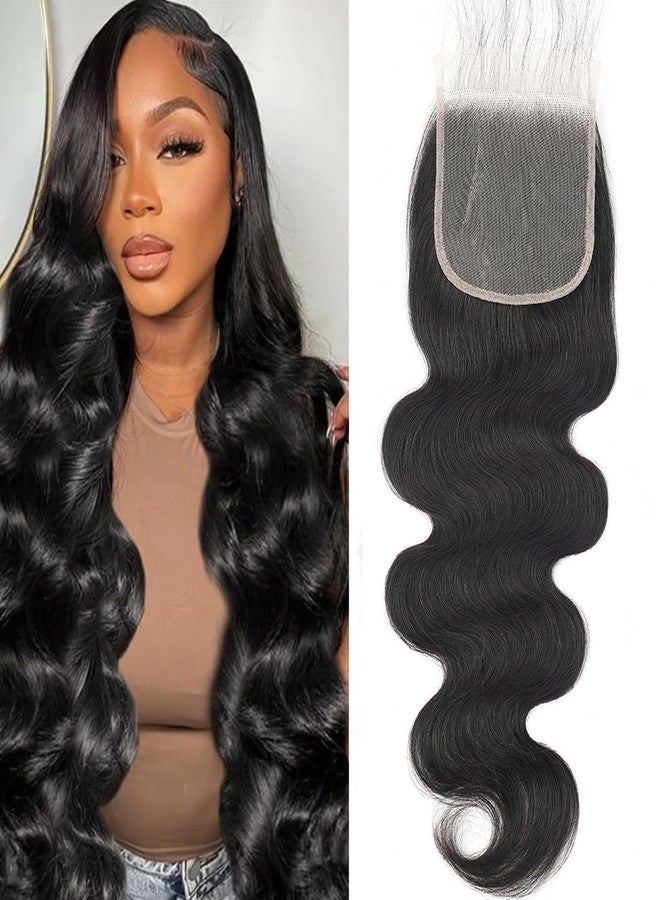 AUTTO 5x5 HD Transparent Closure Body Wave Human Hair Lace Closure Skinlike Brazilian 5x5 Closure 20inch Virgin Body Wave 100% Real Human Hair Free Part Closure Pre Plucked Natural Black Glueless - Image 1