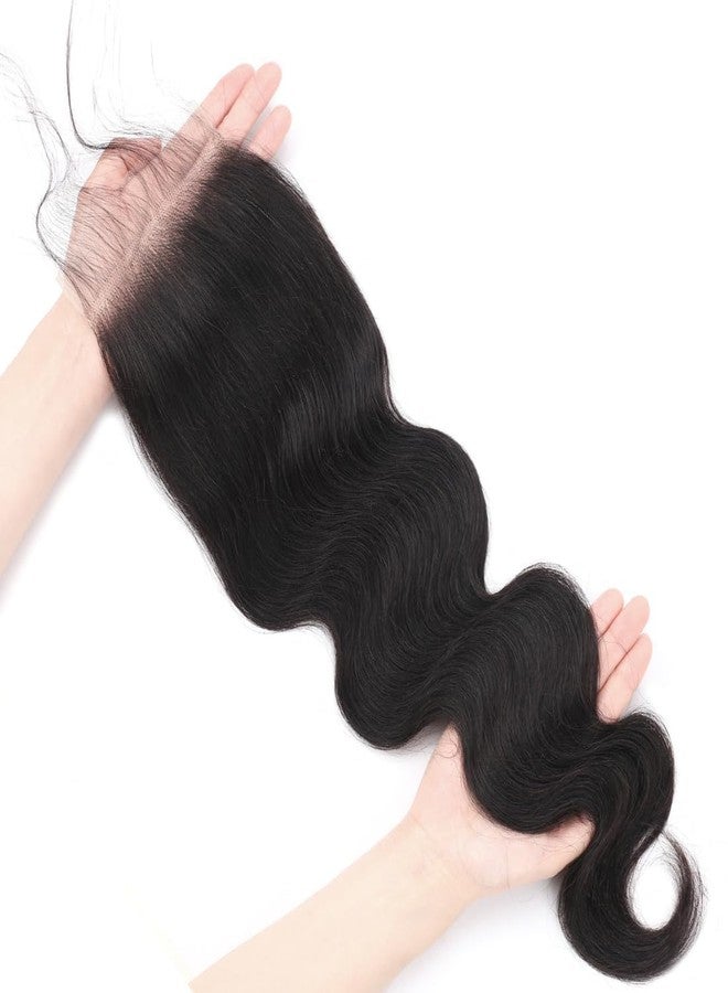 AUTTO 5x5 HD Transparent Closure Body Wave Human Hair Lace Closure Skinlike Brazilian 5x5 Closure 20inch Virgin Body Wave 100% Real Human Hair Free Part Closure Pre Plucked Natural Black Glueless - Image 2