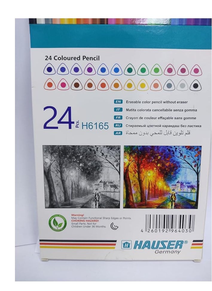 Hauser Germany - Hauser Erasable Colour Pencil, 24pcs, H6165 - Image 1