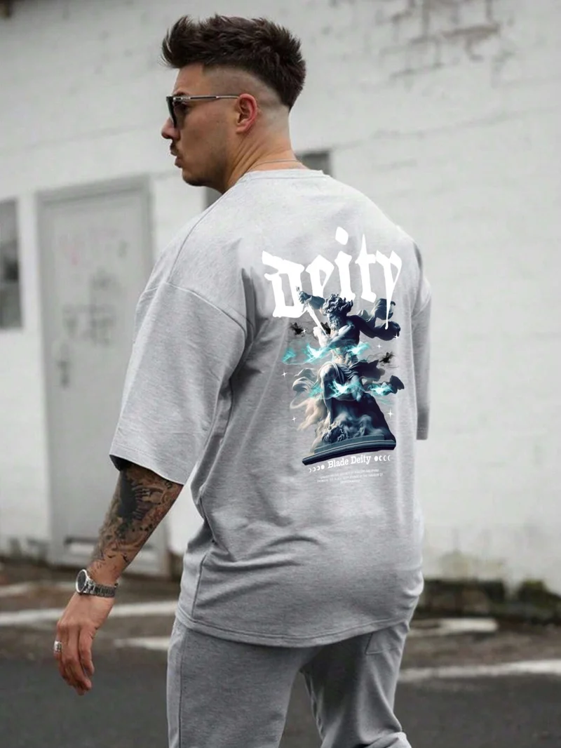 DogFish Oversize Printed Gray Color Casual T-Shirt Cotton