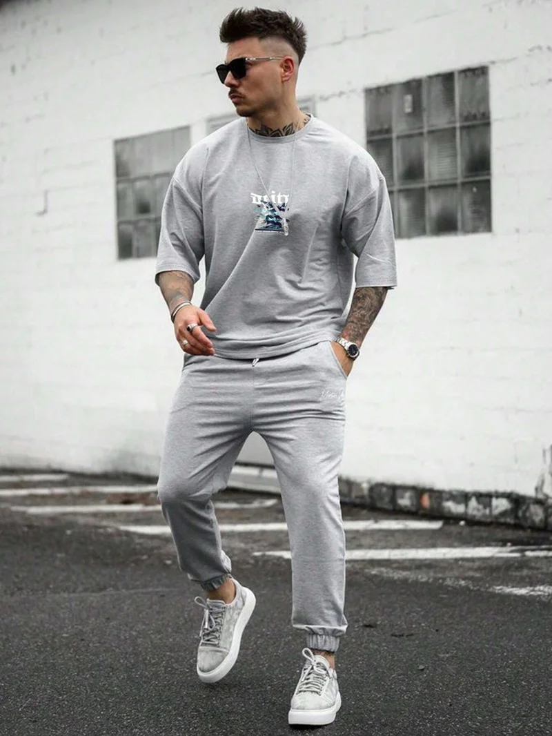 DogFish Oversize Printed Gray Color Casual T-Shirt Cotton