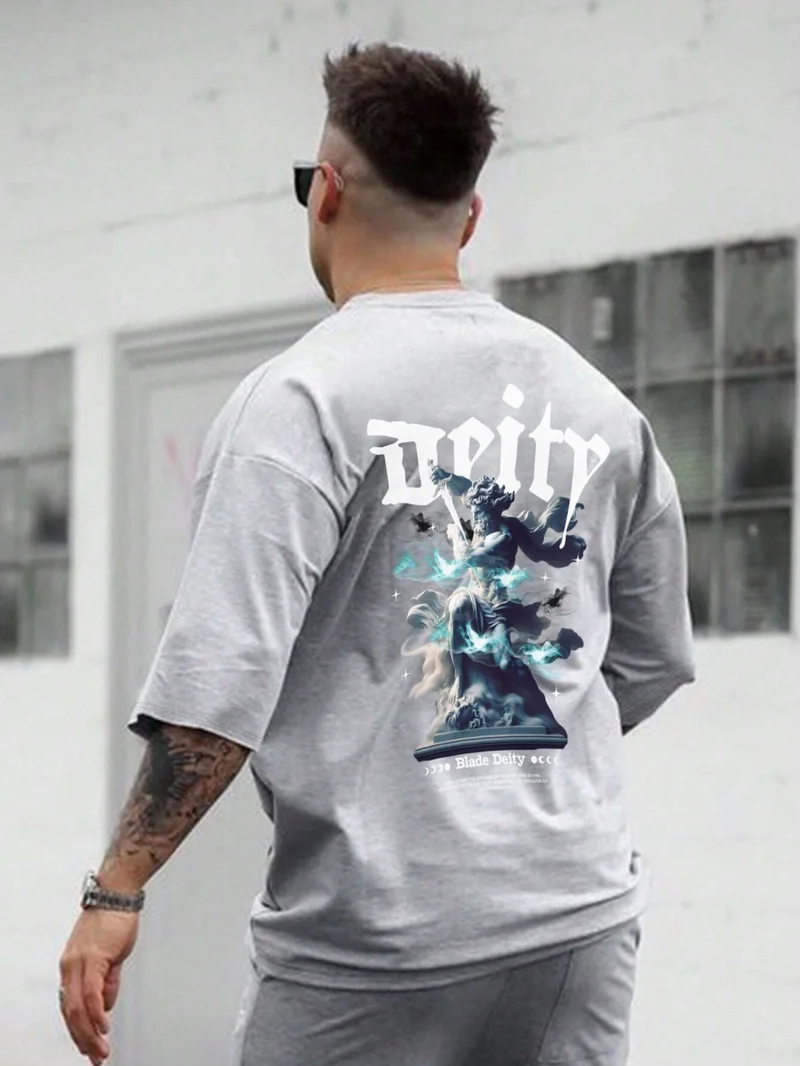 DogFish Oversize Printed Gray Color Casual T-Shirt Cotton