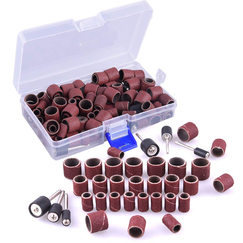 AUSTOR Aluminum Oxide Sanding Drum Set with Free Box Including 120 Pieces Drum Sander Sanding Sleeves and 12 Pieces Drum Mandrels for Dremel Rotary Tool, 132 Pieces - Image 2