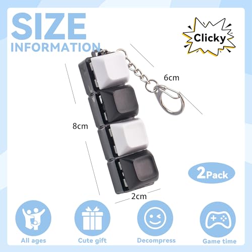Sumgsn 2 Pcs Keyboard Clicker Fidget Toy Black White Loud Keyboard Fidget Toy for Adult 4 Keys Anxiety Toy Keyboard Keychain for Stress Relief Pass Time - Image 5